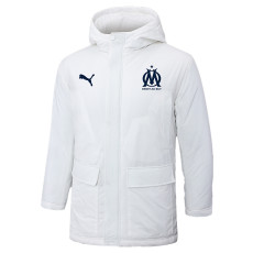 24-25 Marseille White Hooded Windbreaker Fabric Cotton Coat #G247(黑标)