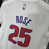 T180 Pistons ROSE #25 White High Quality Casual T-Shirt