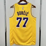 2022-23 Lakers DONCIC #77 Yellow Top Quality Hot Pressing NBA Jersey(圆领)