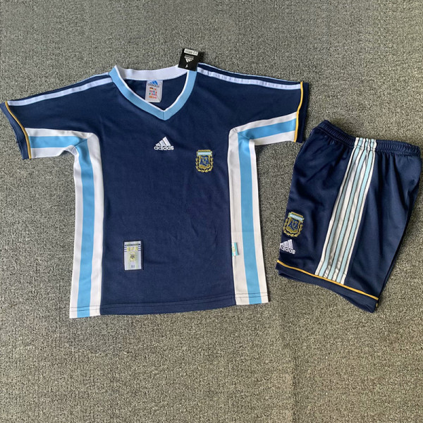 1998 Argentina Away Kids Retro Soccer Jersey