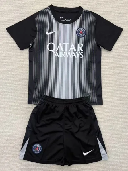 25-26 PSG Black GoalKeeper Kids Soccer Jersey