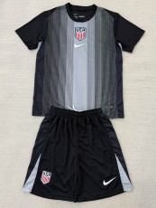 25-26 USA Black Goalkeeper Kids Soccer Jersey