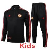 2025-26 Man Utd Black Kids Half Pull Tracksuit#E2509(童装)(半拉链)