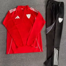 25-26 Sevilla Red Half Pull Tracksuit (Pants Have Pocket)