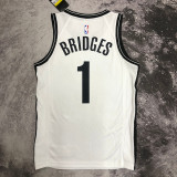 NETS BRIDGES #1 White Top Quality Hot Pressing NBA Jersey (V领)