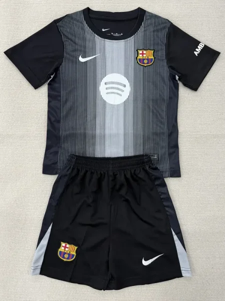 25-26 BAR Black Goalkeeper Kids Soccer Jersey