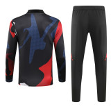 24-25 Man Utd Blue red Half Pull Tracksuit (半拉链)