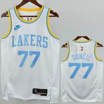 2022-23 Lakers DONCIC #77 White Retro Top Quality Hot Pressing NBA Jersey