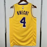 22-23 Lakers KNECHT #4 Yellow Top Quality Hot Pressing NBA Jersey(圆领)