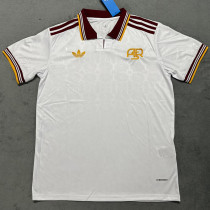 2025-26 Roma White Fans Soccer Jersey (枣红边）