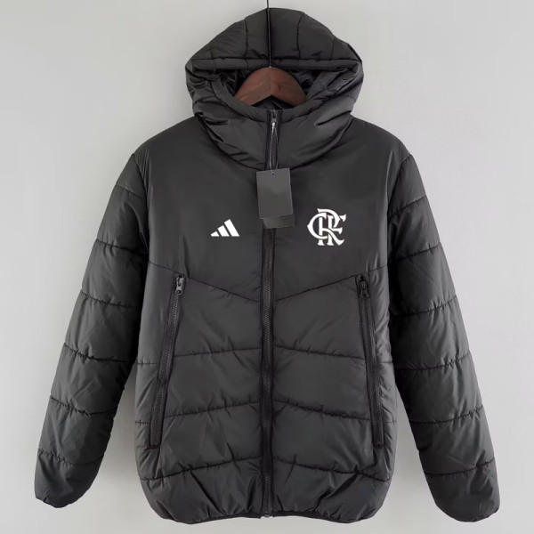 24-25 Flamengo Black Hooded Cotton Coat #棉衣