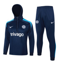 24-25 CHE Royal blue Hoodie Half Pull Tracksuit #F552半拉连帽