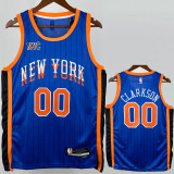 2023-24 Knicks Clarkson #00 Blue City Edition PremiumQuality Heat-Pressed NBA Jersey