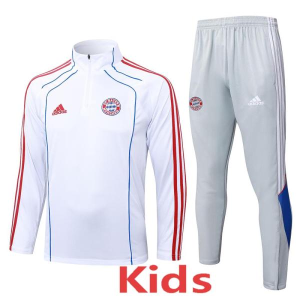 2025-26 Bayern White Kids Half Pull Tracksuit#E25109(童装)(半拉链)