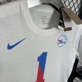T139 76ERS HARDEN #1 White High Quality Casual T-Shirt