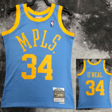 2002 LAKERS O'NEAL #34 Light blue Retro Top Quality Hot Pressing NBA Jersey
