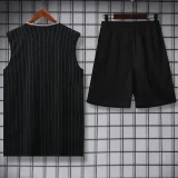 25-26 Man Utd Black Tank top and shorts suit #条纹