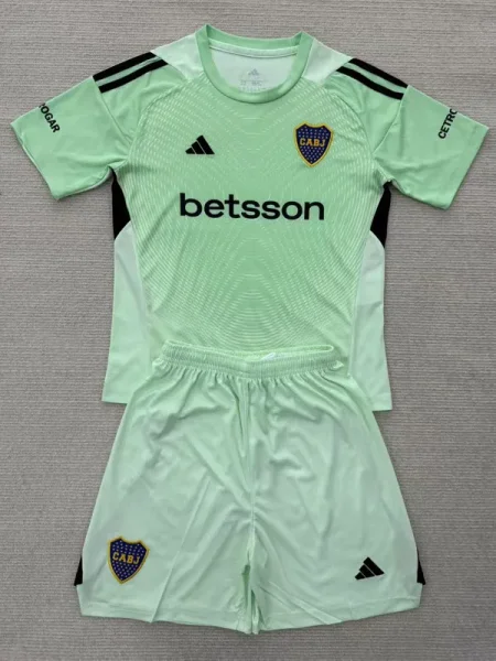 25-26 Boca Juniors Green GoalKeeper Kids Soccer Jersey