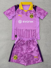 2025-26 Dortmund Pink Goalkeeper Kids Soccer Jersey