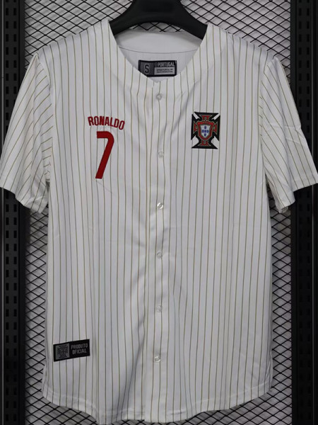 2025-26 Portugal White Casual Edition Baseball Jersey(RONALDO 7)
