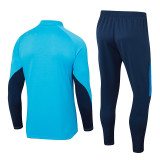 2024 JOM Lake Blue Half Pull Tracksuit (半拉链)