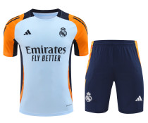 Real Madrid Pre-Match Light Blue Orange Kit