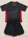 2025-26 Kids Albania black Third away  Soccer Jersey