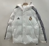 2025-26 Mens Real Madrid white Hooded Cotton Coat