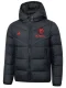 2025-26 Mens Manchester United AD Red Logo Black Hooded Cotton Coat