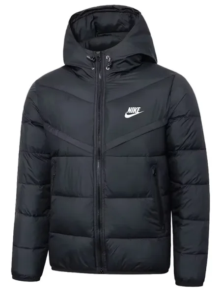 2025-26 NK Black Hooded Cotton Coat