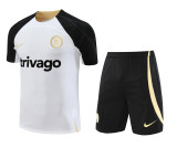 Chelsea 2022/23 Pre-Match Training Kit - White/Black/Gold Accent