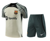 Barcelona 2024/25 Training Kit - White Base with Vintage Green Geometric Pattern & Black Accents
