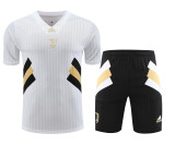 Juventus 2024/25 Pre-Match Training Kit - White Pinstripe with Black & Gold Geometric Accents