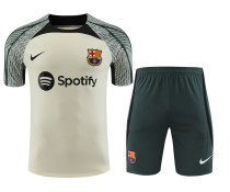 Barcelona 2024/25 Training Kit - White Base with Vintage Green Geometric Pattern & Black Accents