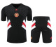 Manchester United 2024/25 Pre-Match Training Kit - Black Pinstripe with Red & White Geometric Accents
