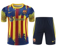 Barcelona 2024/25 Pre-Match Training Kit - Blaugrana Abstract Print with Yellow Accents