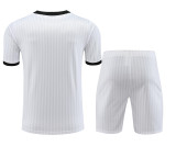 CR Flamengo 2024/25 Pre-Match Training Kit - White Pinstripe with Black & Red Geometric Accents