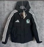 2025-26 Mens Mexico  Black Hooded Jacket Cotton Coat