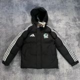 2025-26 Mens Mexico  Black Hooded Jacket Cotton Coat