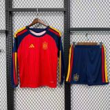 2026-27 kids Spain home red long sleeve soccer jersey