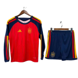 2026-27 kids Spain home red long sleeve soccer jersey