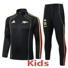 2025-26 Kids  Arsenal Black  Half Pull Tracksuit  #E25178(童装半拉链)