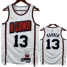 24-25 ROCKETS HARDEN #13 White City Edition Top Quality Hot Pressing NBA Jersey