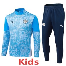 2025-26 Kids Manchester City  Half Pull blue Tracksuit