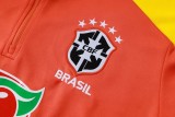 2025-26 Mens Brazil Orange Half-pull Tracksuit  #B25119