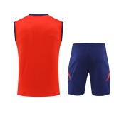 24-25 Spain Red Sleeveless Training Vest & Navy Shorts Kit