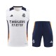 24-25 Real Madrid White Sleeveless Training Vest & Navy Shorts Kit