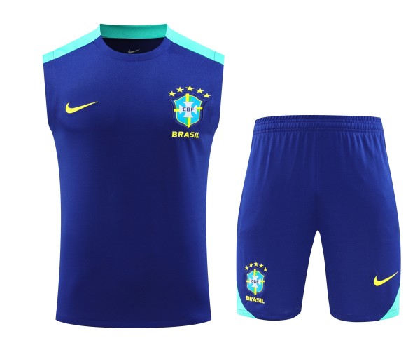 24-25 Brazil Blue Sleeveless Training Vest Kit