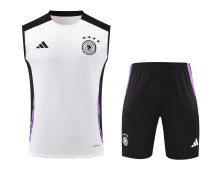 24-25 Germany White Sleeveless Training Vest & Black Shorts Kit