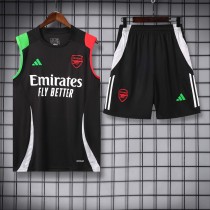 24-25 Arsenal Black Sleeveless Training Vest & Black Shorts Kit